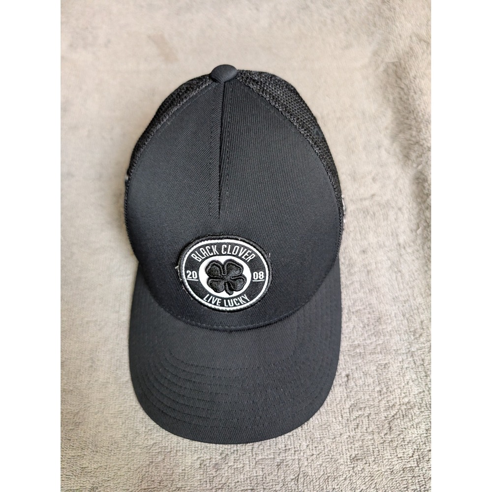 Black Clover Live Lucky 2008 Patch Trucker Hat Mens Black Snapback Flexfit